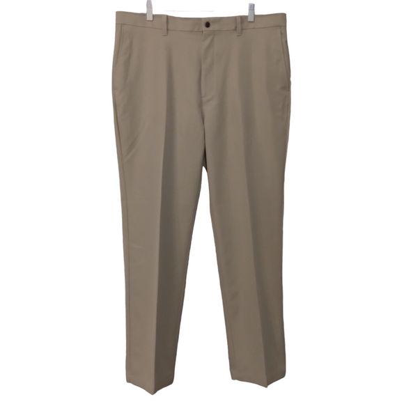 Callaway golf pants mens 36x32 khaki tan flat front chino polyester casual dress - Picture 1 of 8